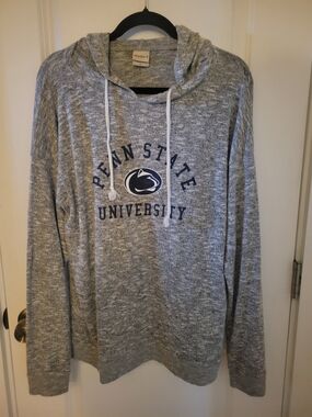 Penn State University Lightweight Thin Long Gray Hoodie Sweatshirt
